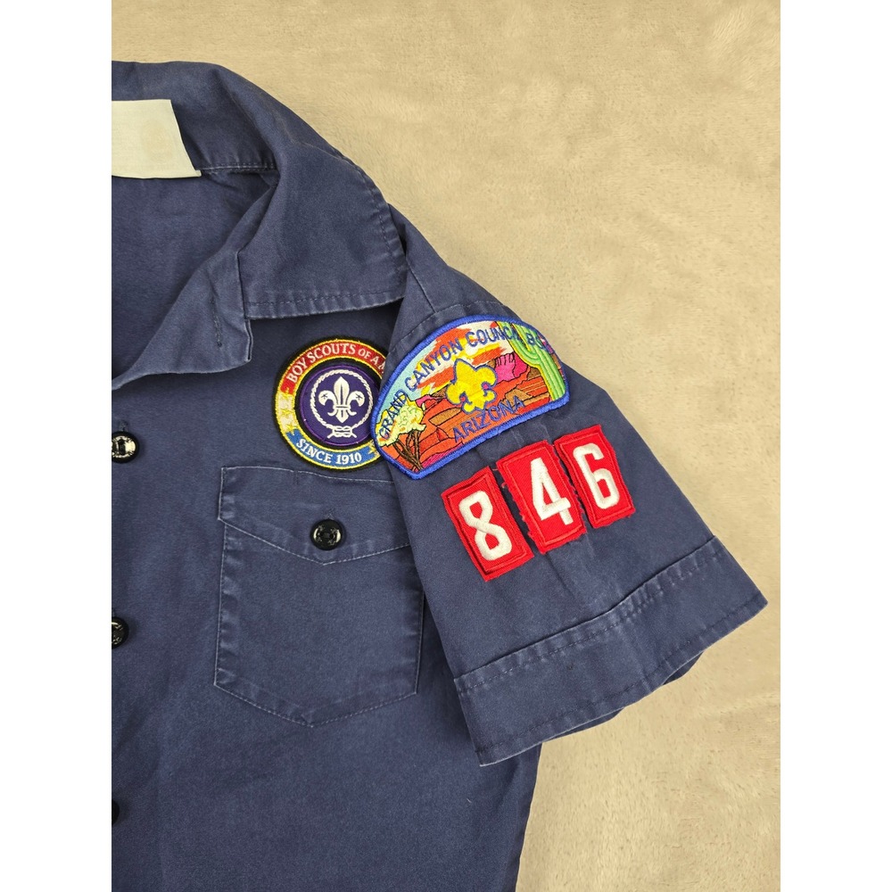 Boy Scouts of America Uniform Shirt Kids Youth Medium Blue Patches Short Sleeve - Picture 2 of 8